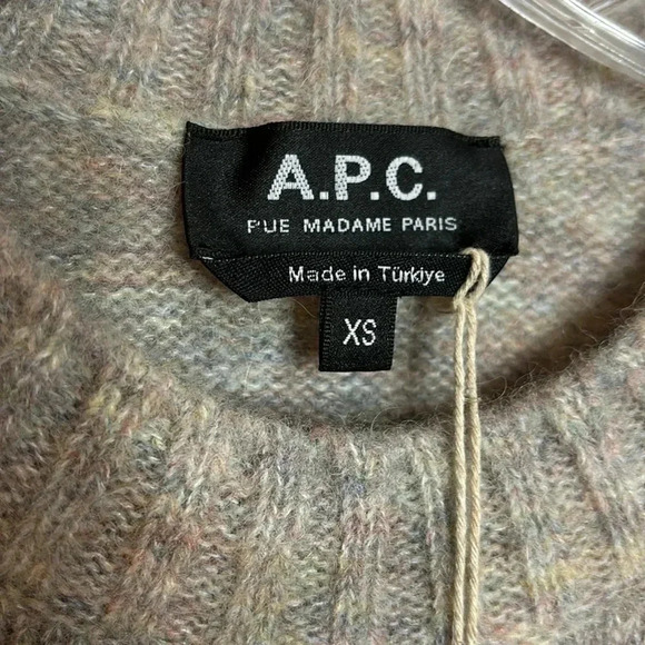 NWT mens A.P.C. Pull Lucas Gris Clair Chine size XS - Picture 3 of 8